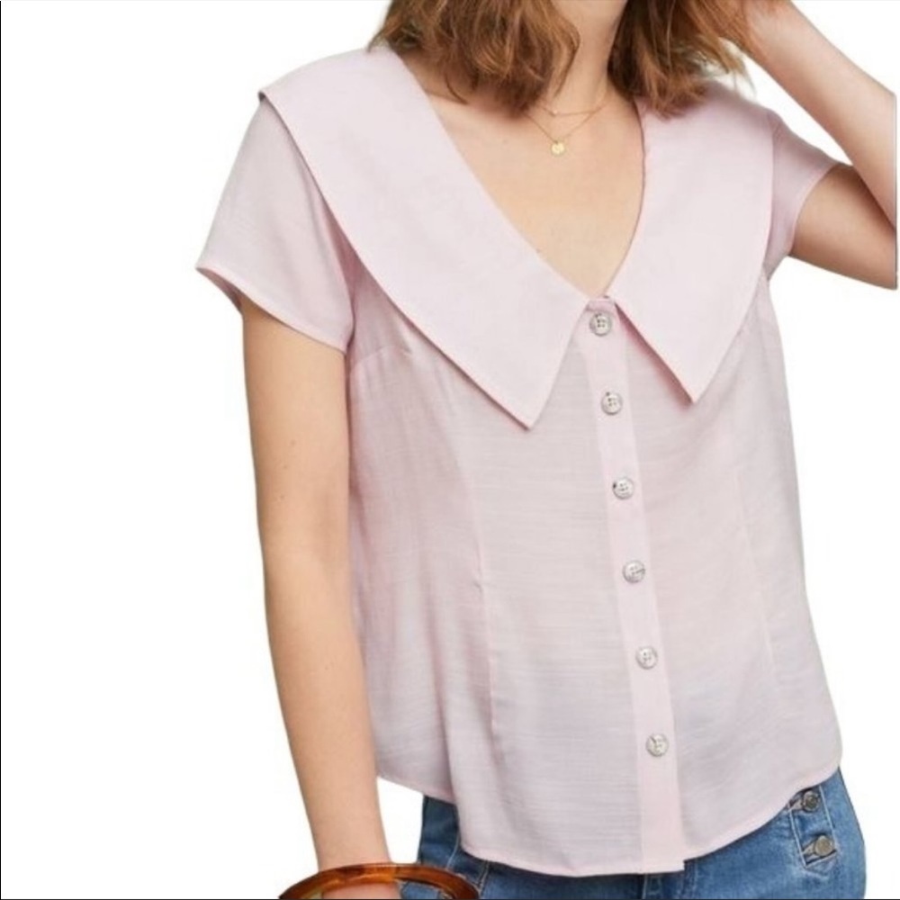 3/$25 Maeve Anthropologie Baby Pink Tortoise Shell Blouse
